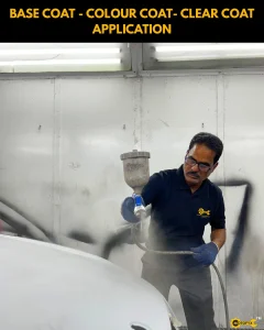 base coat - colour coat - clear coat application